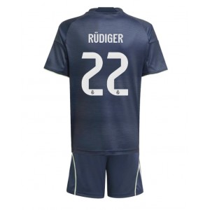 Fotbalové Dres Real Madrid Antonio Rudiger #22 Dětské Venkovní Oblečení 2025-26 Krátký Rukáv (+ trenýrky)